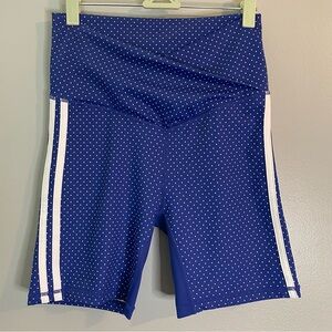 WILO NWT Women’s Biker Small Shorts Blue/White Polka Dots V Waist SZ/Med